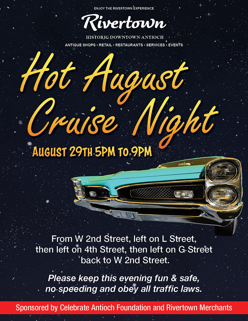 a flier for the Hot August Cruise Night event